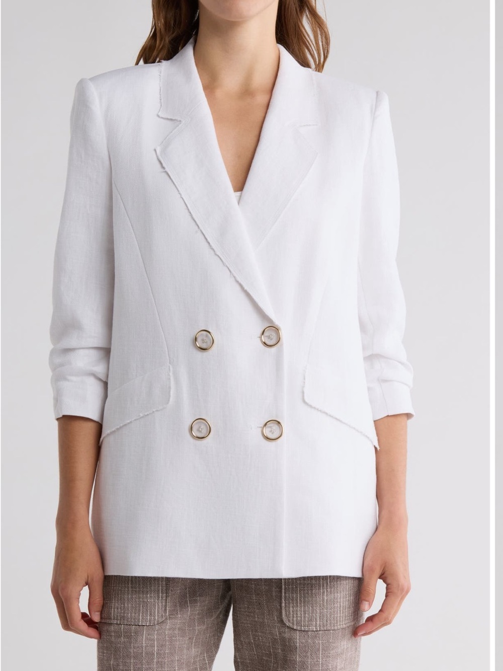 Ramy Brook White Double-Breasted Women's Blazer Jacket